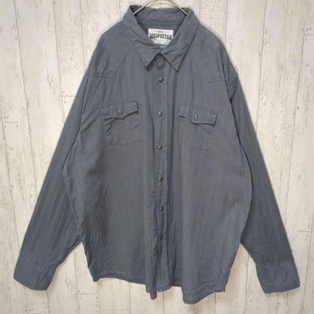 Aeropostale ウエスタンシャツ グレー USA古着 XL #h929拍卖