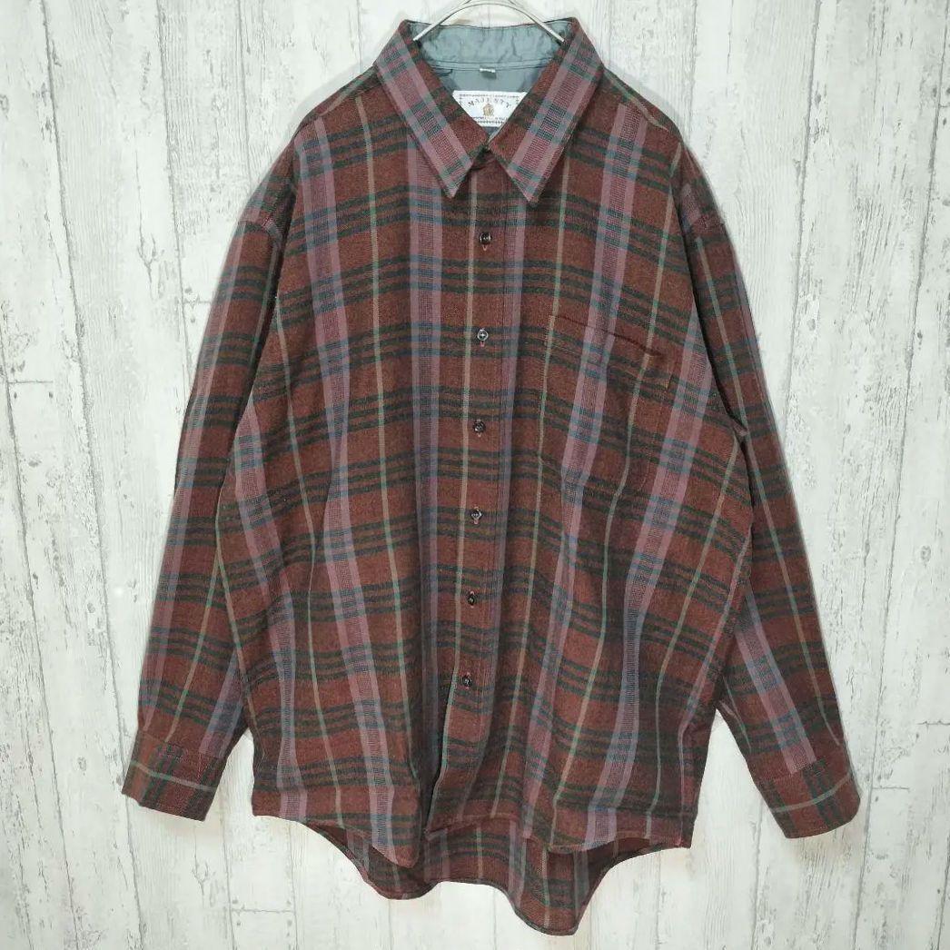 韓国製ビンテージ 長袖シャツ ストライプ チェック オーバーサイズ #h373拍卖