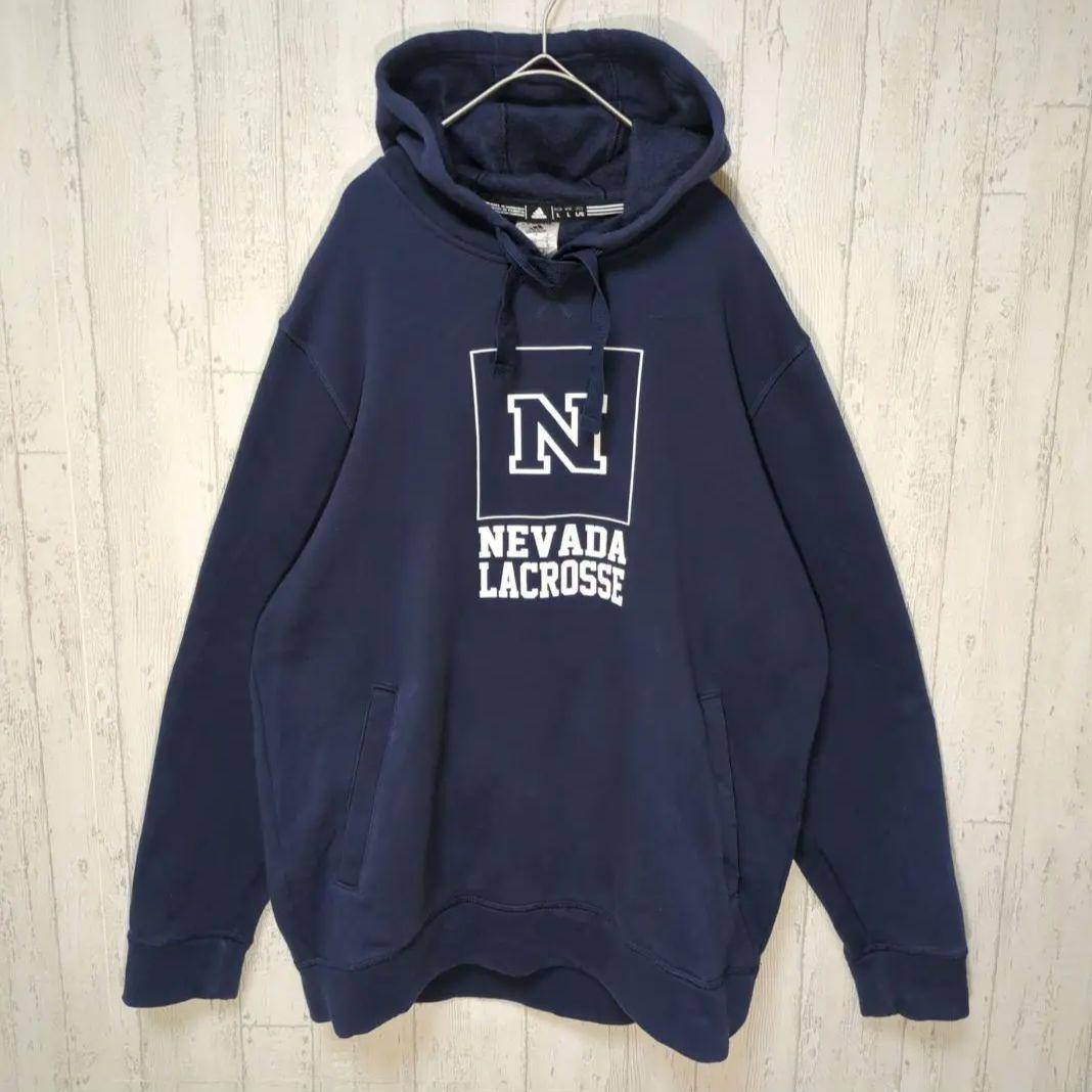 adidas NEVADA カレッジパーカー USA古着 ネイビー ポケット付き #h975拍卖