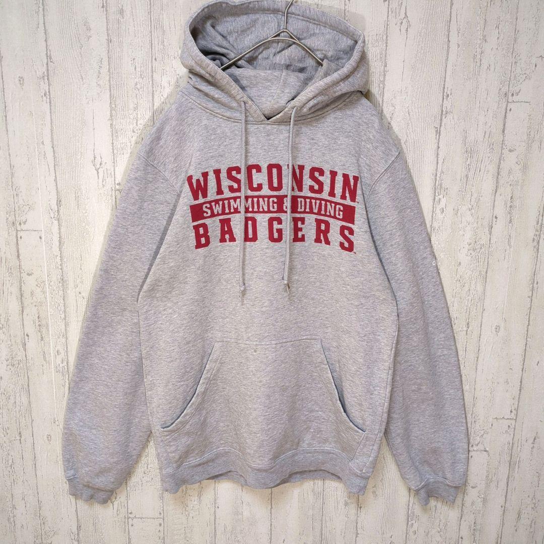adidas フーディー パーカー USA古着 WISCONSIN スウェット #h973拍卖