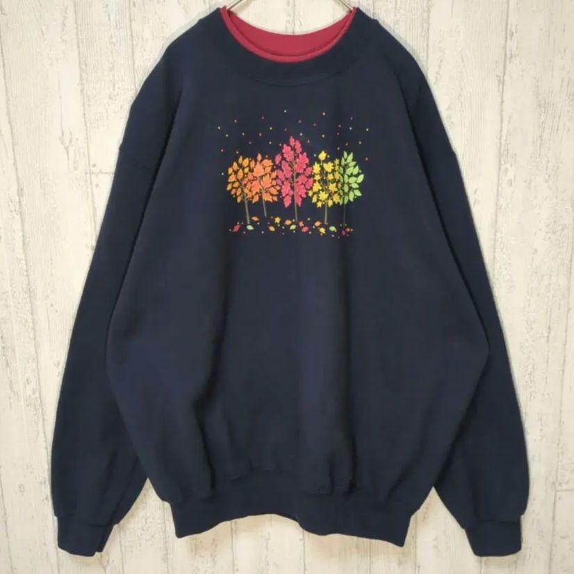 USA古着 MORNING SUN ビンテージスウェット ボタニカル ビーズ #h812拍卖
