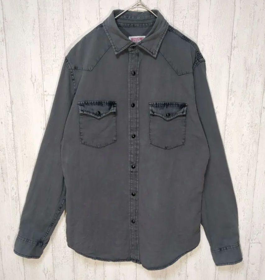 MOSSIMO USA古着 ウエスタンシャツ コットン グレー シンプルデザイン #h921拍卖