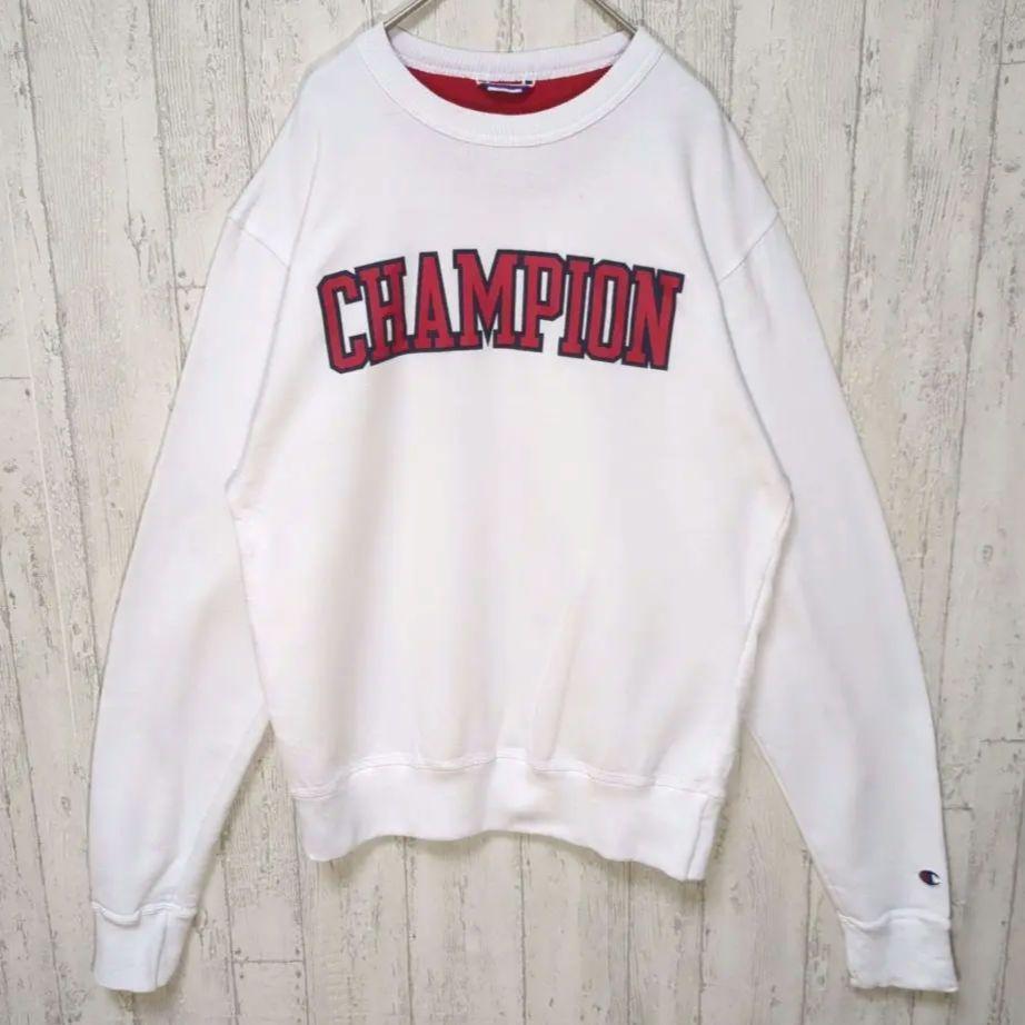 Champion スウェット USA古着 センターロゴ ホワイト アメカジ #h983拍卖