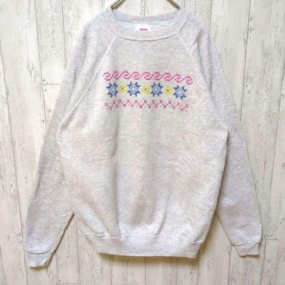 Hanes ビンテージ ラグランスウェット シンプルデザイン USA製 #h654拍卖
