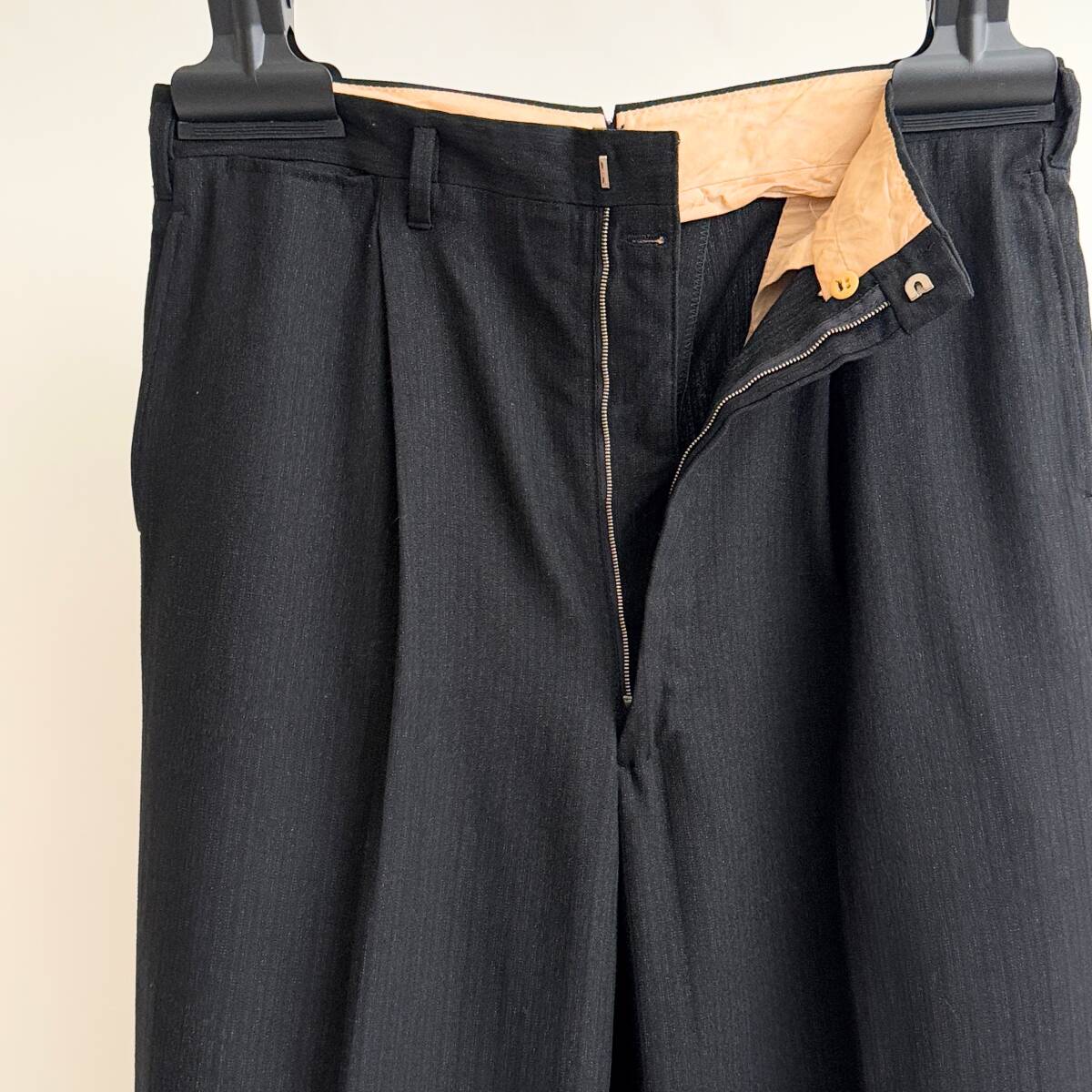 希少《 Rare / Black Wool / Vintage / W34 》50s60s 美品【 ビンテージ アルミ タロン 黒 ブラック ネップ 織柄 ウール スラックス L30 】拍卖