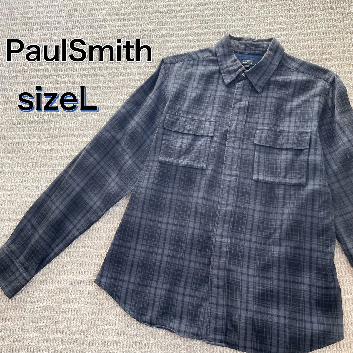 サイズL ポールスミス 長袖 シャツ チェック 比翼ボタン拍卖