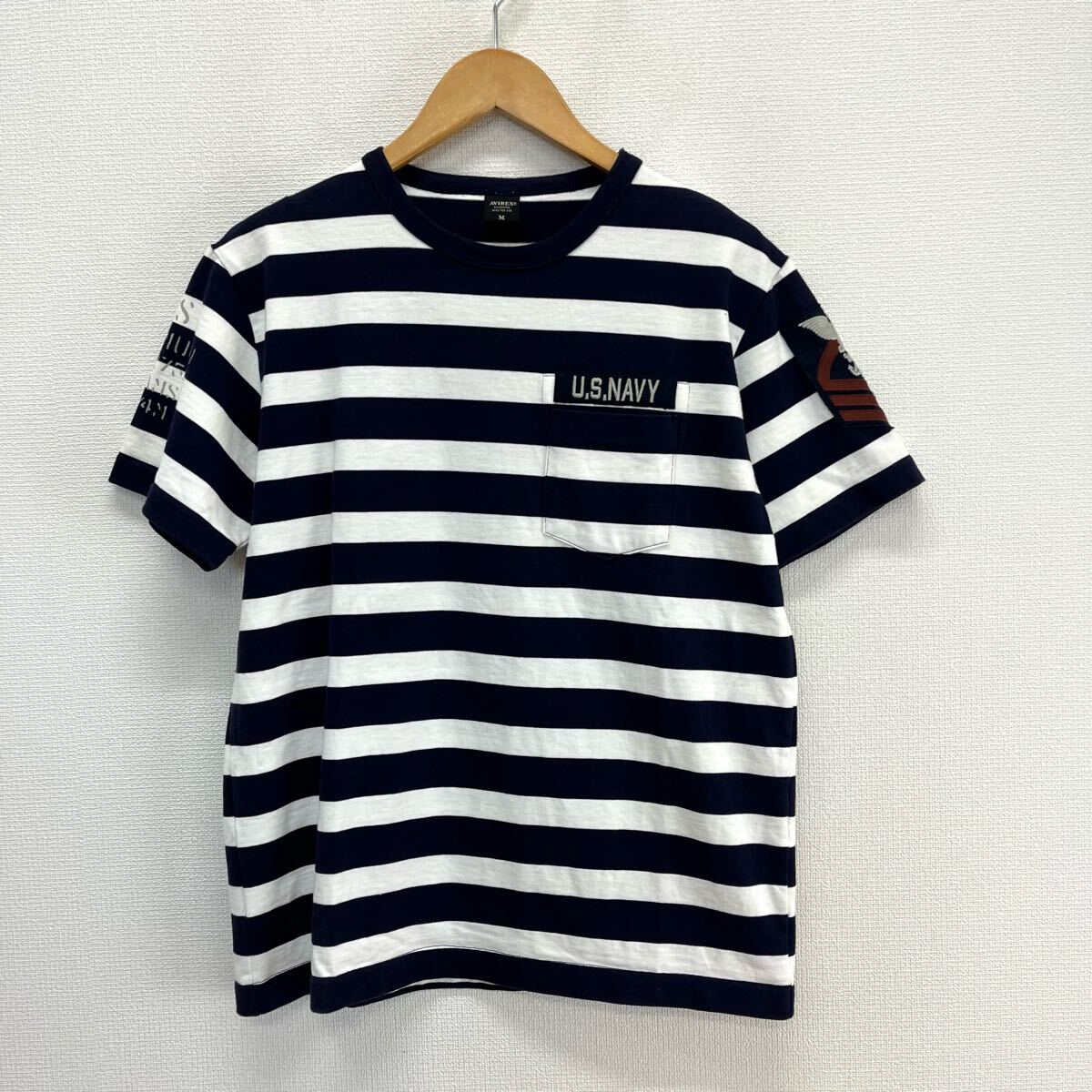 AVIREX アヴィレックス 6183350 ネイヴァル パッチボーダー クルーネックTシャツ 半袖 M 10123456拍卖