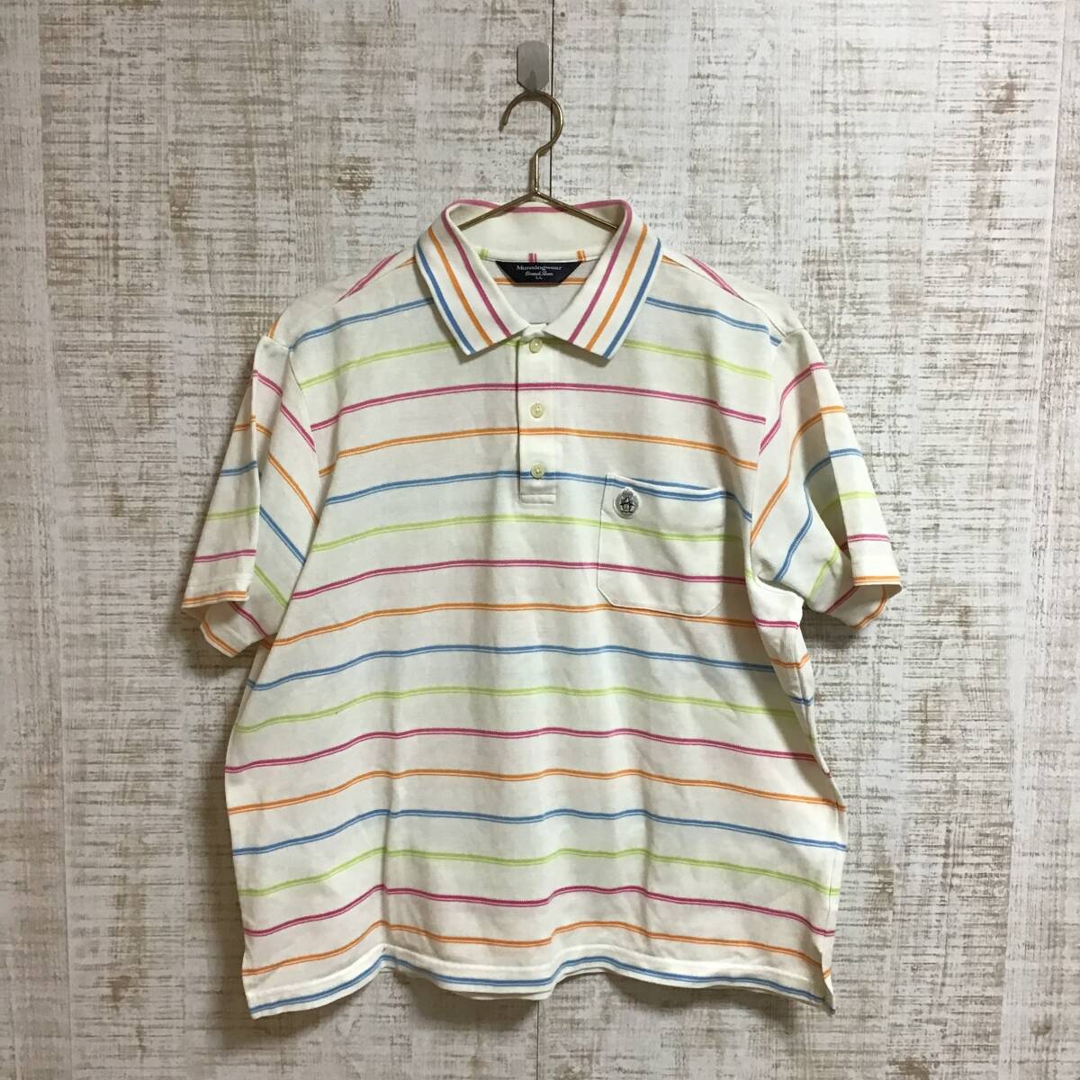 A482◇MUNSINGWEAR|マンシングウェア 半袖ポロシャツ 白 サイズXL拍卖