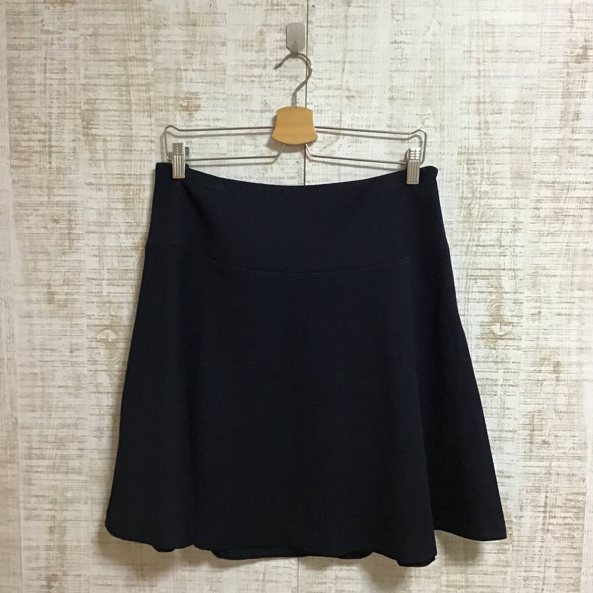 A590◇INDIVI|インディヴィ フレアスカート ネイビー サイズXL拍卖