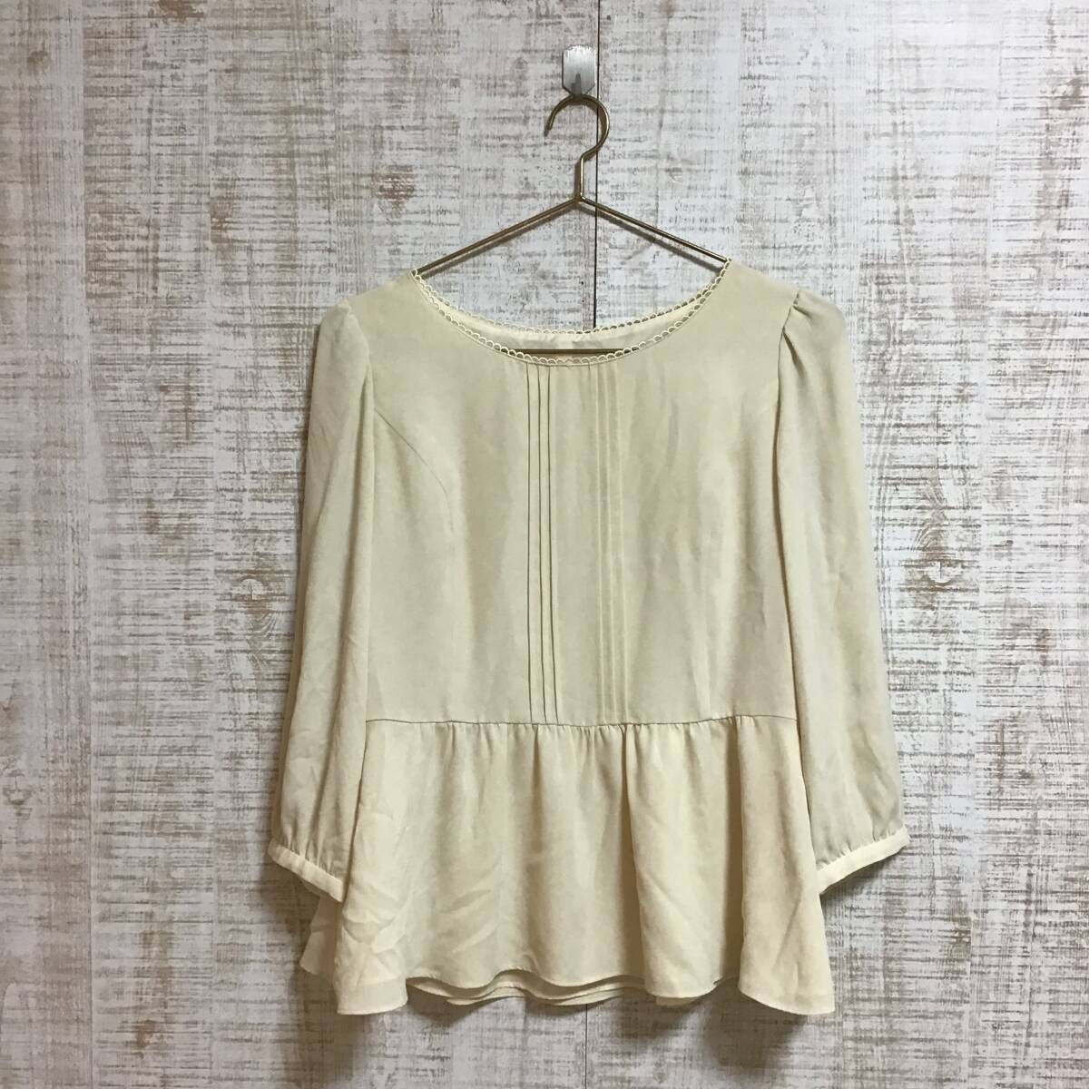 A422◇ef-de|エフデ 長袖ブラウス アイボリー サイズM拍卖