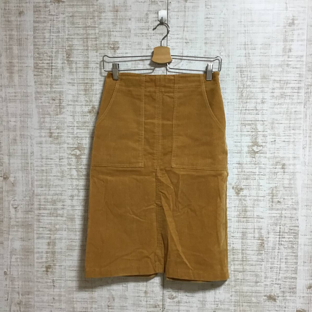 A495◇Ray BEAMS|レイビームス コーデュロイミニスカート イエロー サイズXS拍卖