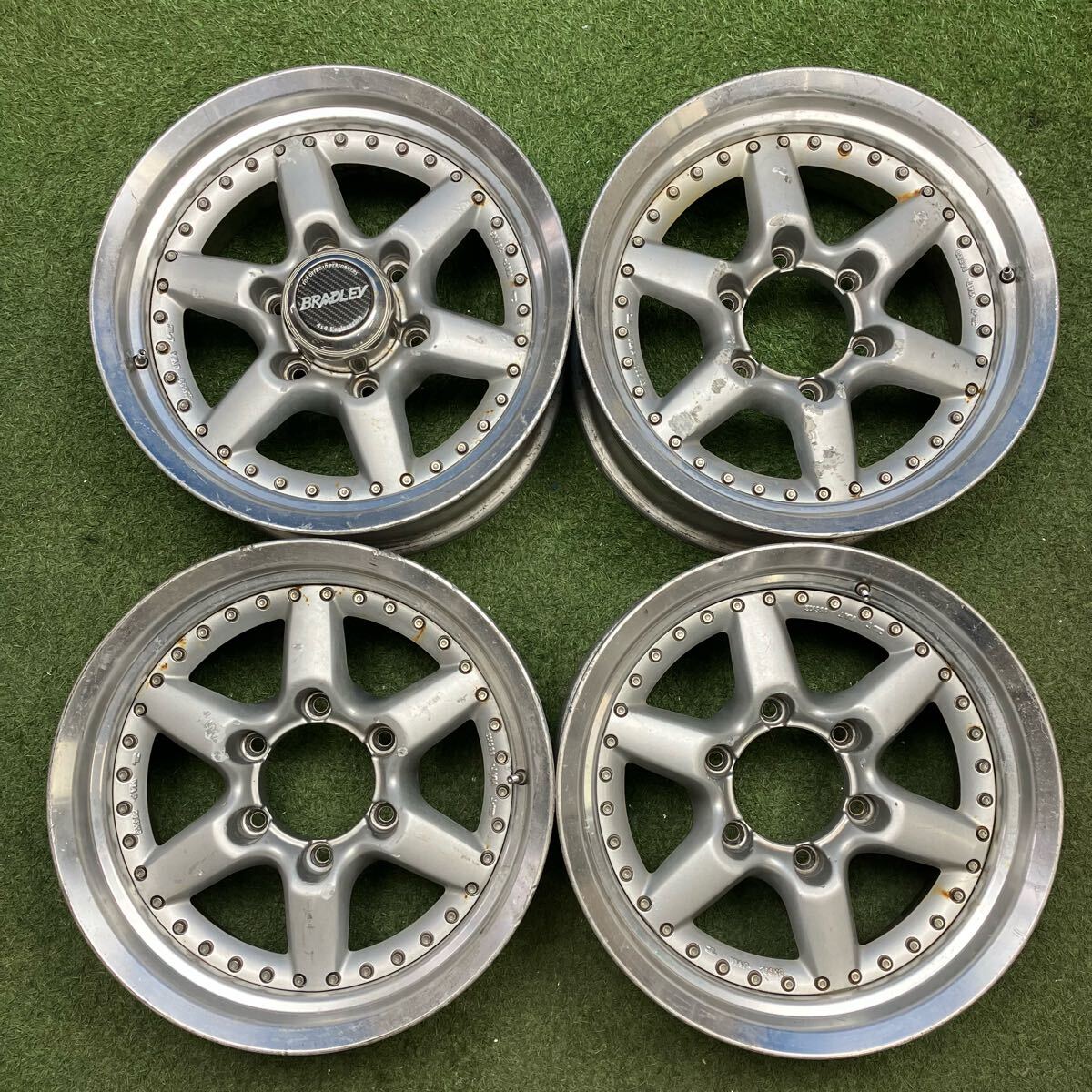 【0745】16インチ 8J BRADLEY 4×4エンジニアリング ブラッドレー 16×8J ET10 PCD139.7 6穴 ハブ径110 中古4本拍卖