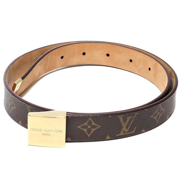 ヴィンテージ ルイヴィトン LOUIS VUITTON モノグラム サンチュール キャレ 29MM ベルト M6800 ブランド ブラウン 茶色 メンズ 男性拍卖