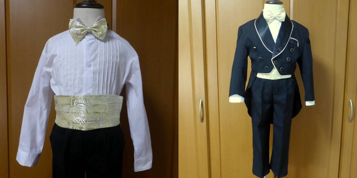 送料無料【新品】フォーマル服対応・3点セット 100cm ウィングカラーシャツ/蝶ネクタイ/カマーバンド ※ジャケットパンツは付属しません拍卖