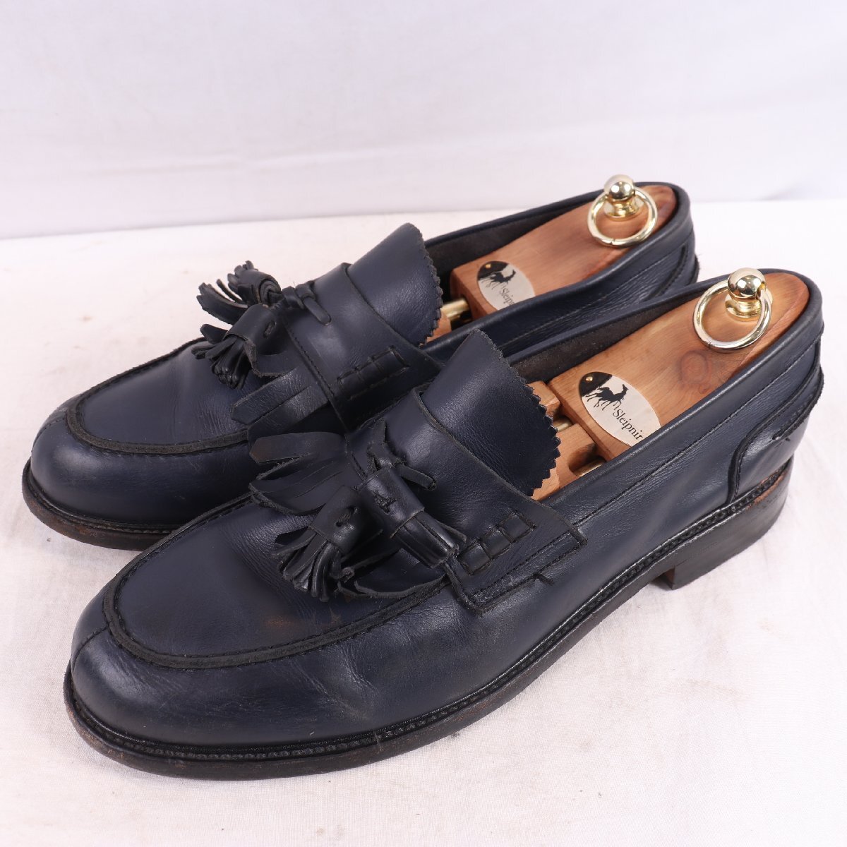 Berwick 9 1/2 / 28.0cm-28.5cm 位 バーウィック キルトタッセルローファー スペイン 紺 ネイビー グッドイヤーウェルト 中古 ds4962拍卖