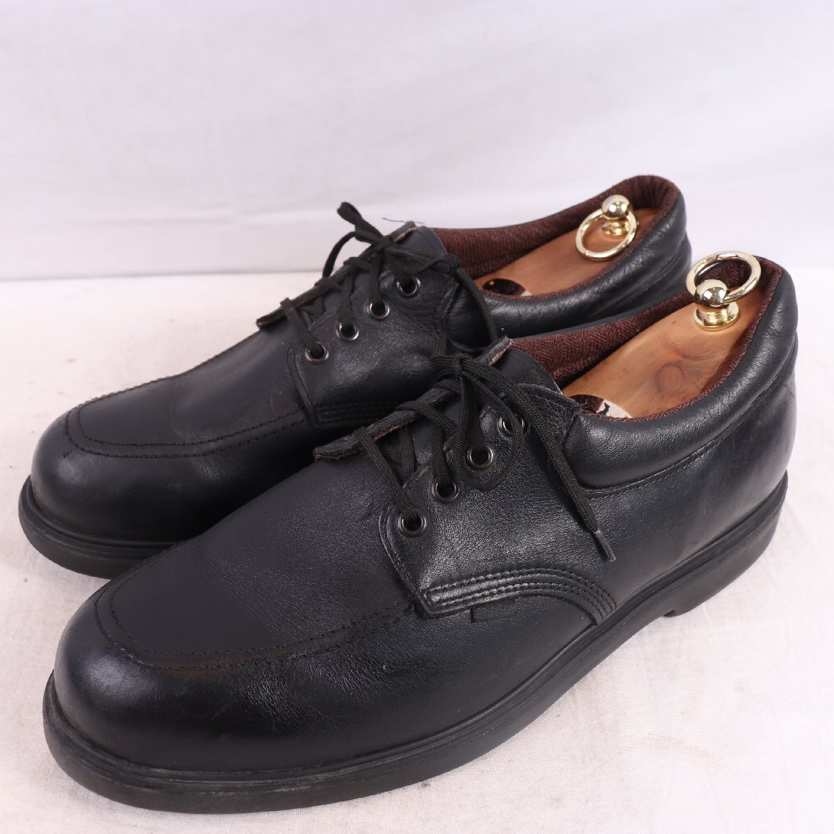 レッドウィング 29.5cm 位 Uチップ ポストマン シューズ SR/USA ブーツ 黒 ブラック RED WING USA製 本革 革靴 中古 ds4976拍卖