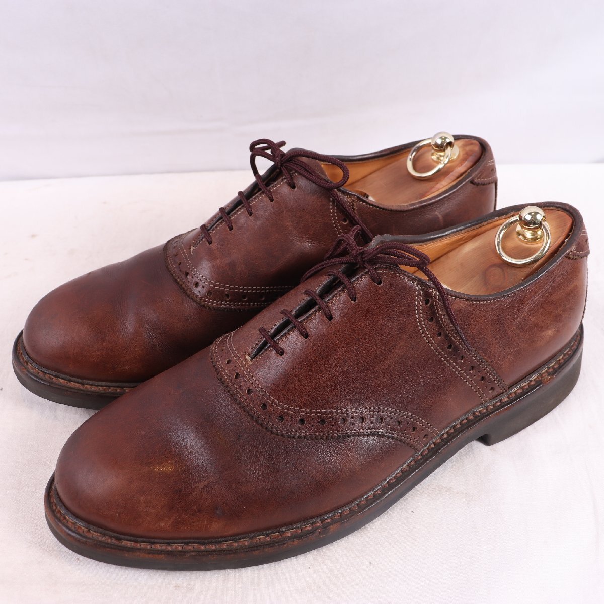 アレンエドモンズ 10 1/2 D サドルシューズ オールレザー ブラウン ALLEN EDMONDS USA製 メンズ 革靴 アメリカ製 革靴 中古 ds5009拍卖