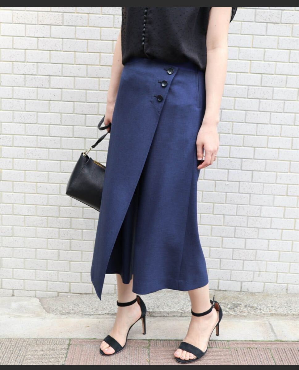 【タグ付き・未使用】スピックアンドスパン Spic&Span NOBLE ノーブル クロップドワイドラップ パンツ ブルー 38拍卖