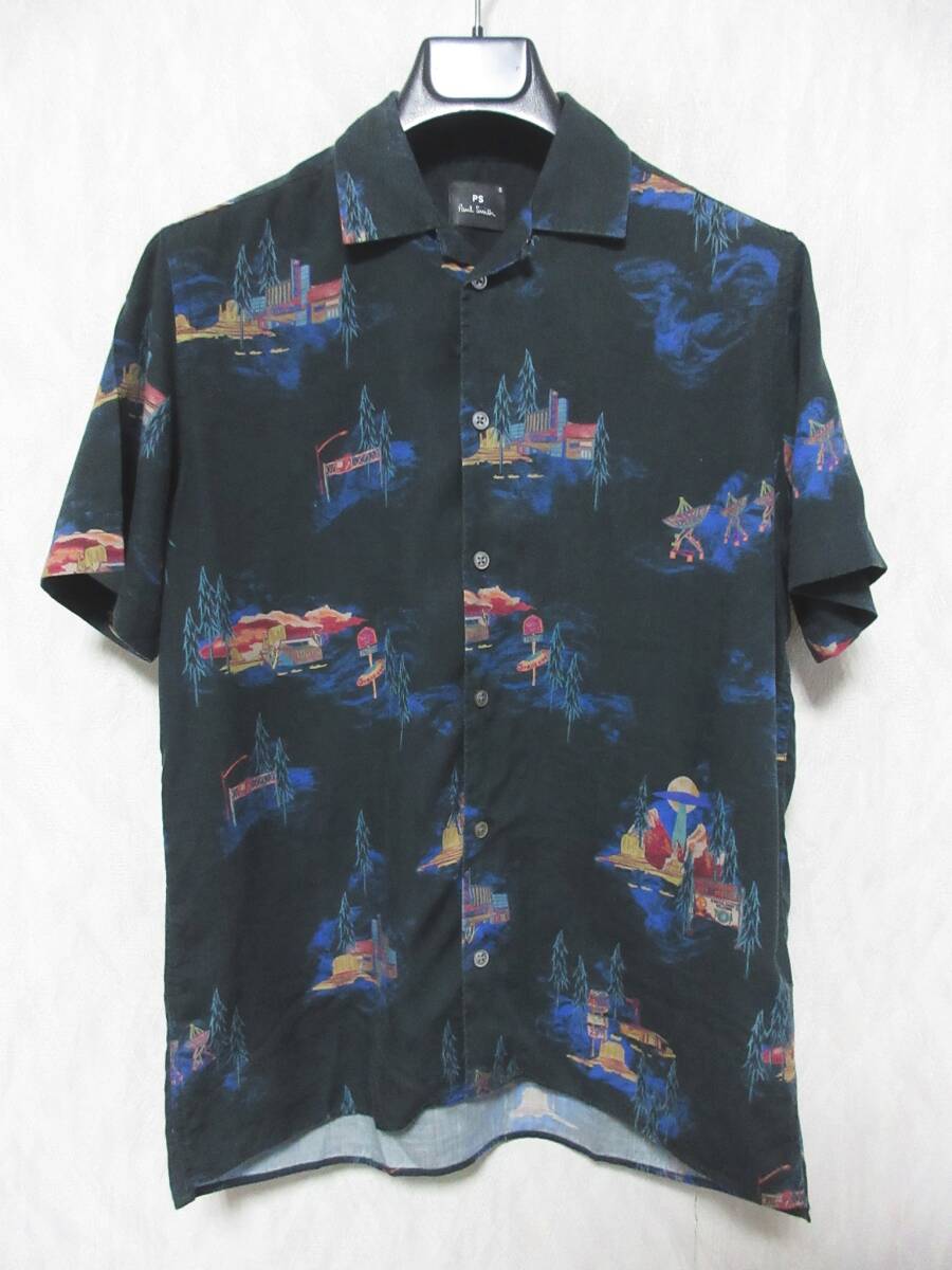 Paul Smith ポールスミス オープンカラーシャツ 開襟シャツ アロハシャツ PY-CR-53876 メンズ S ブラック yg6900拍卖
