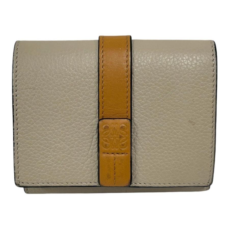 LOEWE ロエベ トライフォールドウォレット C660TR2X01 三つ折り財布 アナグラム ベージュ系 レディース ソフトグレインカーフ 【中古】拍卖