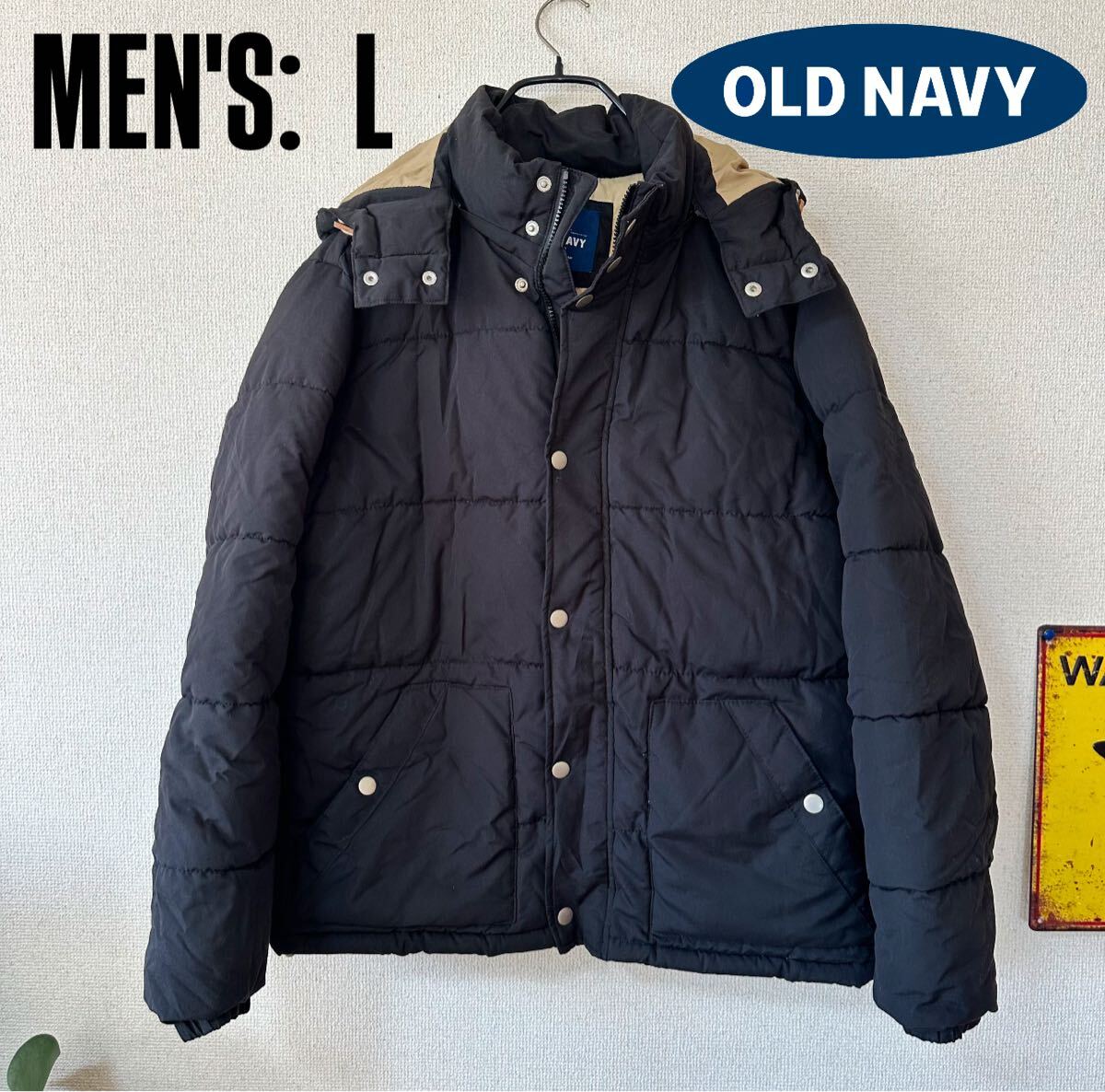 【オールドネイビー】メンズ アウター フーディジャケット 綿入り L ブラック拍卖