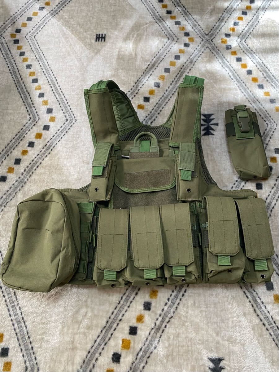 サバゲー プレートキャリア タクティカルベスト OD 中古品 ラジオポーチ付き 美品 AK M4拍卖