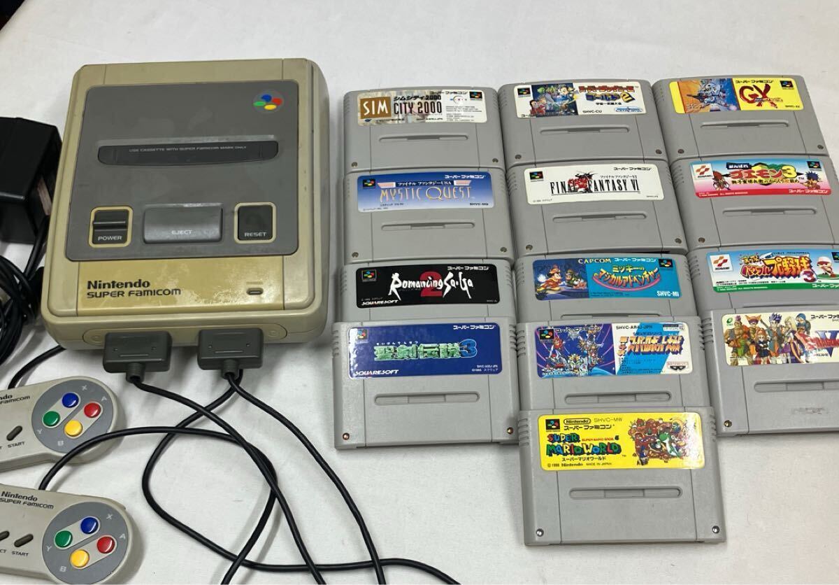 スーパーファミコン 任天堂 Nintendo SFC ゲーム機 ソフト スーファミ 遊べるセット アダプタ コントローラー レトロゲーム テレビゲーム拍卖