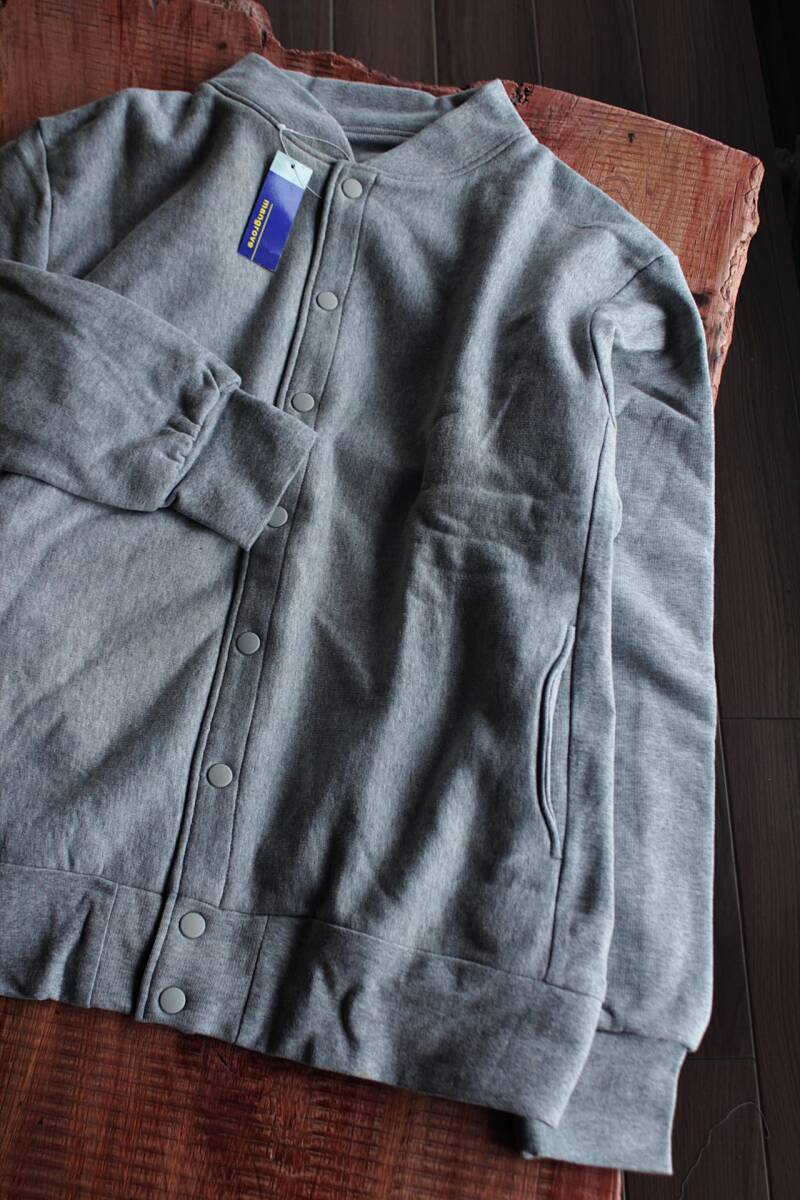 MANGROVE(マングローブ)★ リバーシブル・スナップスウェットジャケット新L グレー★裏サーマル拍卖