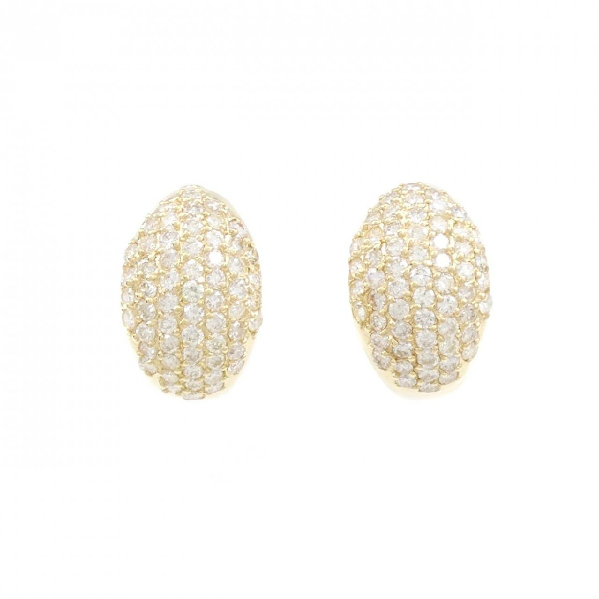 K18YG パヴェ ダイヤモンド イヤリング 2.20CT拍卖