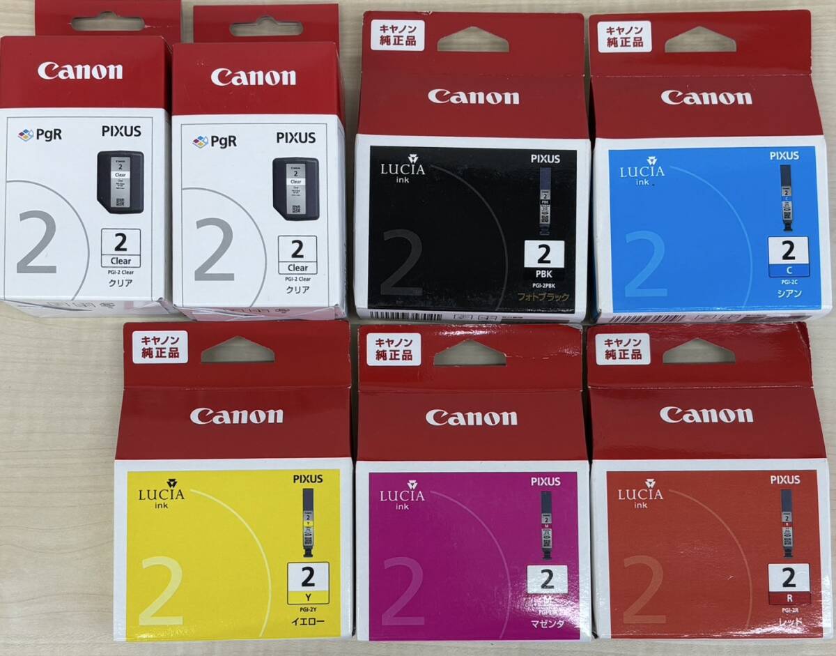Canon  キャノン 純正 インクカートリッジ  PIXUS〔PGI-2Clear×2個・PGI-2BK・PGI-2C・PGI-2M・PGI-2Y・PGI-2R   7個セット〕 拍卖