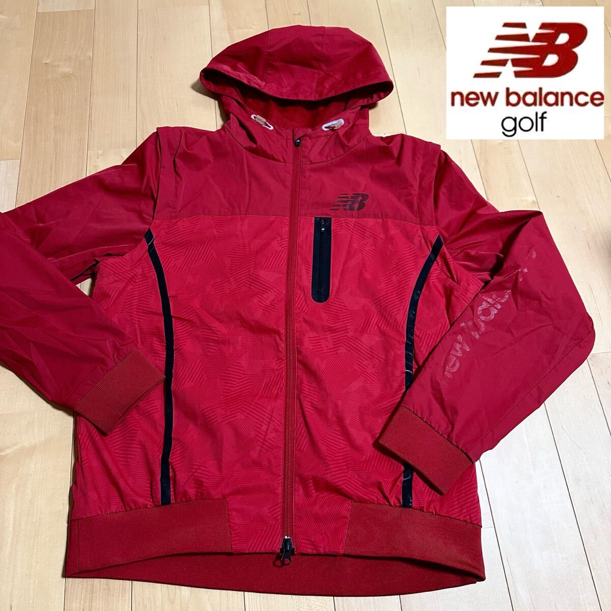 ニューバランスゴルフ5★2WAYジャケット サイズ5 メンズ ロゴ 高級ゴルフブランド フード拍卖