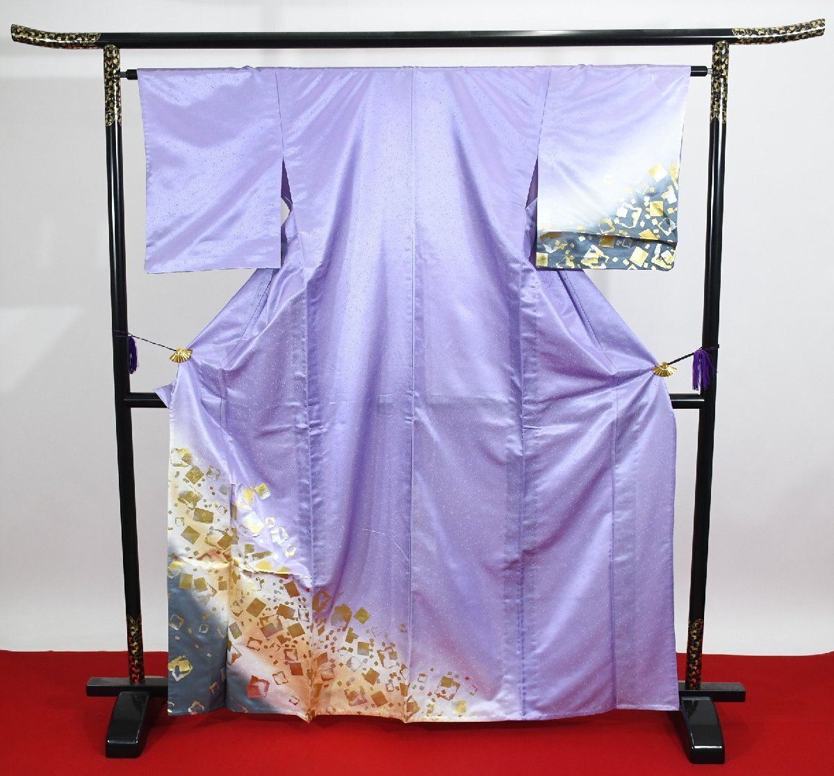 附下訪問着 披露宴 箔 単衣 化繊 身丈158.5cm 裄丈64cm ★着物 パーティー t‐1883 桜庭呉服店拍卖