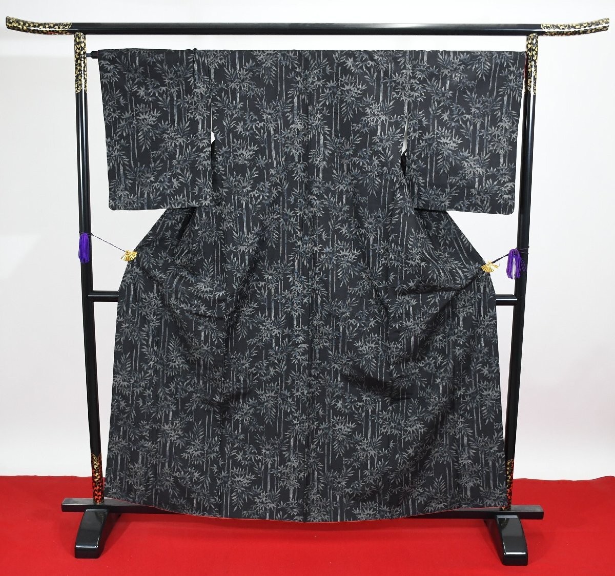 大島紬 笹 泥 正絹 身丈154cm 裄丈66cm ★着物 pb-3175 桜庭呉服店拍卖