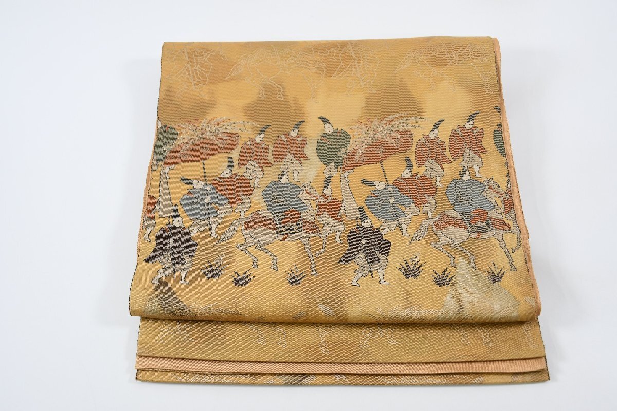 袋名古屋帯 こはく錦 服部織物 未仕立て 源氏物語 六通柄 帯丈412cm ★着物屋 ne-14003 桜庭呉服店拍卖