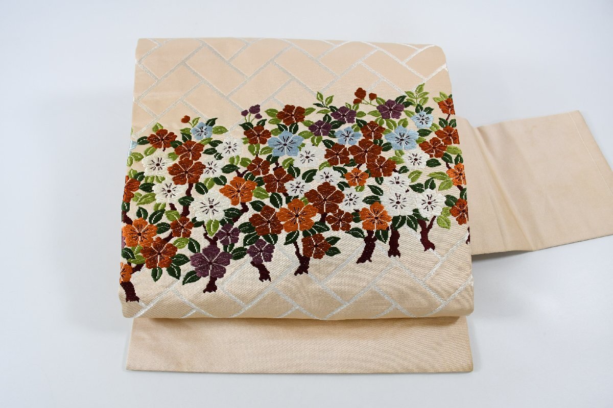 名古屋帯 花 秋草 帯丈362cm ★着物屋 ne-14122 桜庭呉服店拍卖