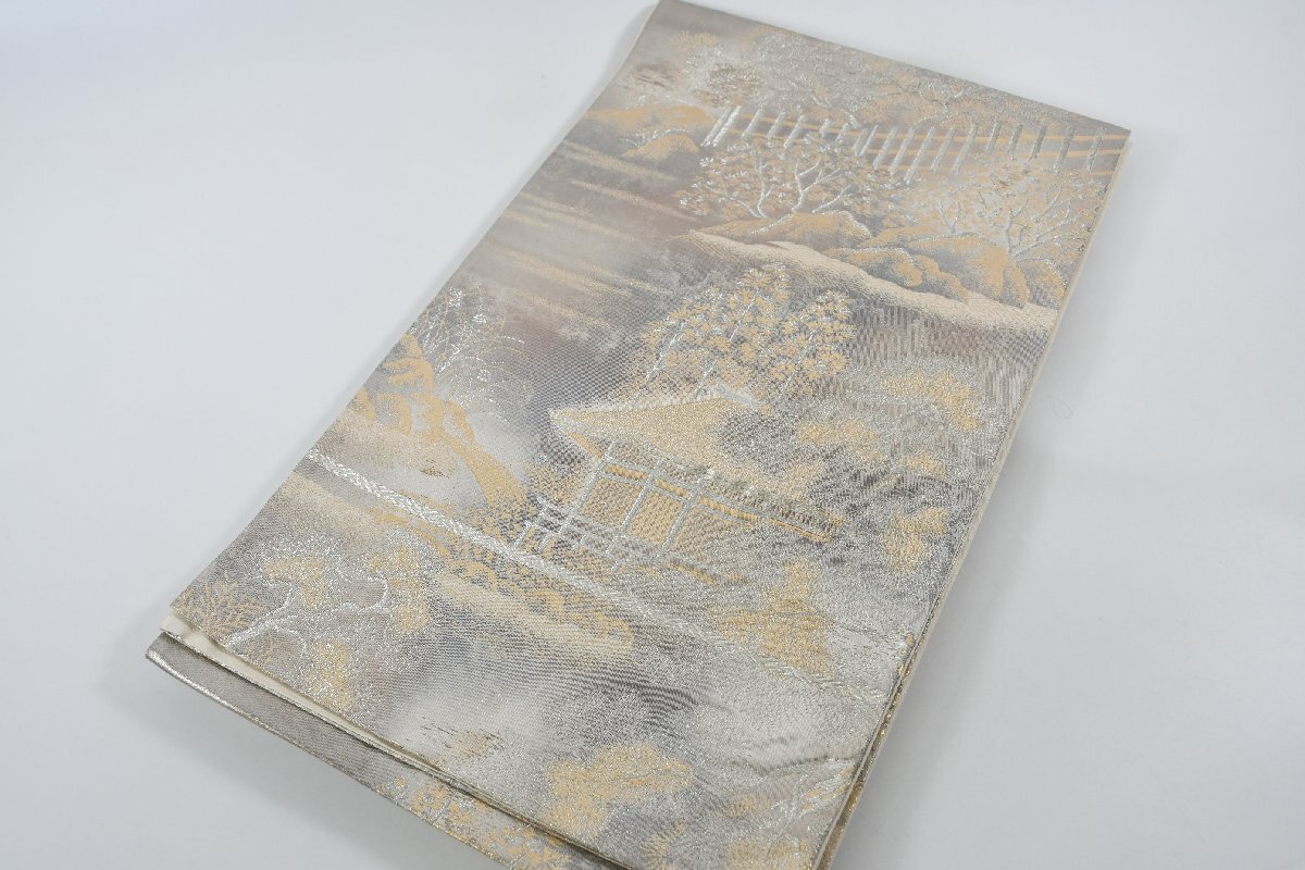 袋名古屋帯 六通柄 自然文様 京風景 帯丈412cm ★着物屋 ne-14256 桜庭呉服店拍卖