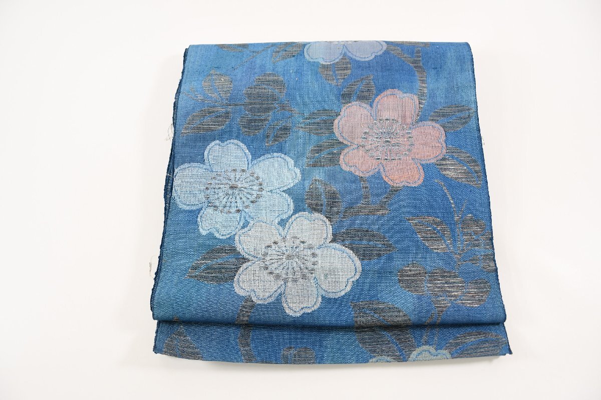 袋名古屋帯 松葉仕立て 花 帯丈342cm ★着物屋 ne-14247 桜庭呉服店拍卖