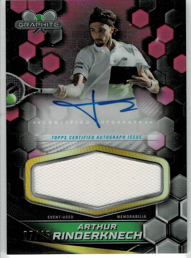 2024 Topps Graphite Tennis Arthur Rinderknech Auto Relic Pink Refractor /15 オート 直筆サイン拍卖