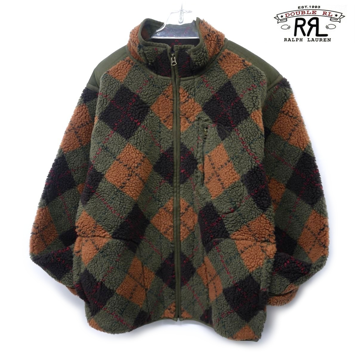 新品 RRL ダブルアールエル ラルフローレン ボア フリース ジャケット(USサイズL) アーガイル 定価68200円 /24as303L拍卖
