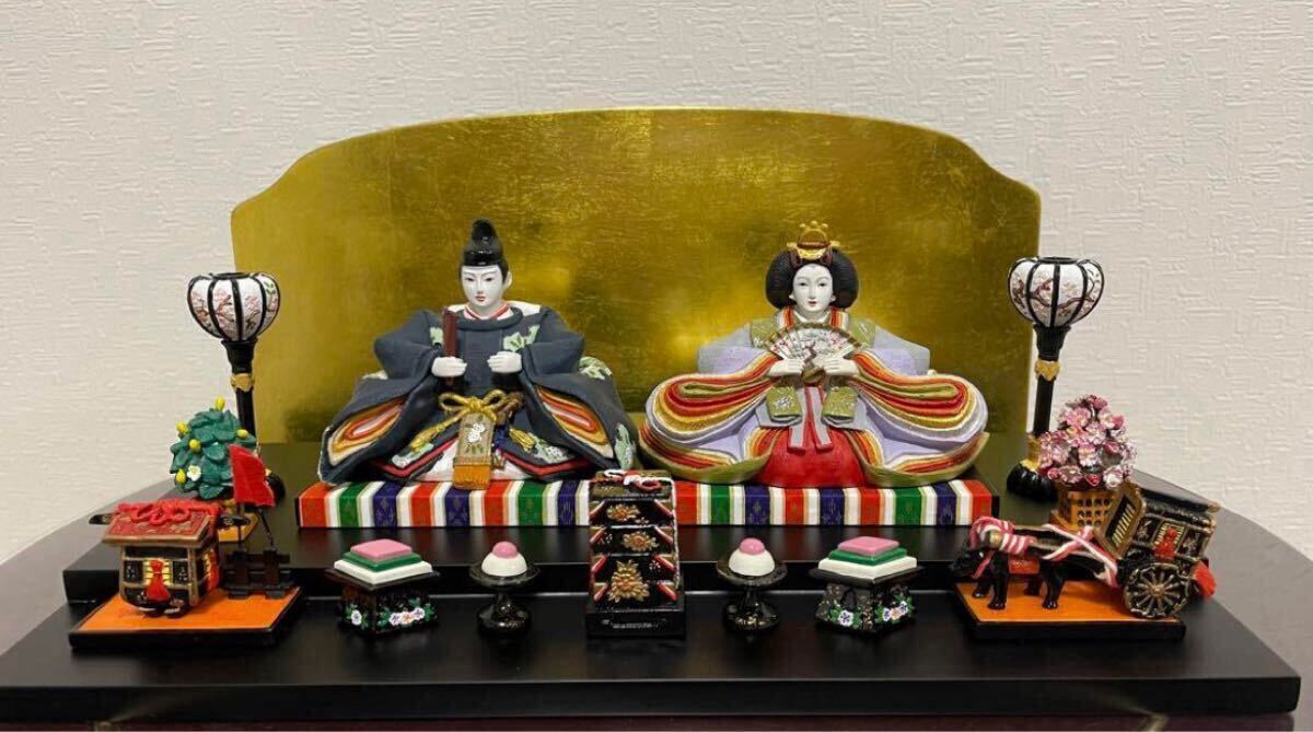 雛人形 親王飾り 葵錦雛大道具付き コンパクトタイプ ひな人形 お雛様 雛祭り 時代物 レトロ拍卖