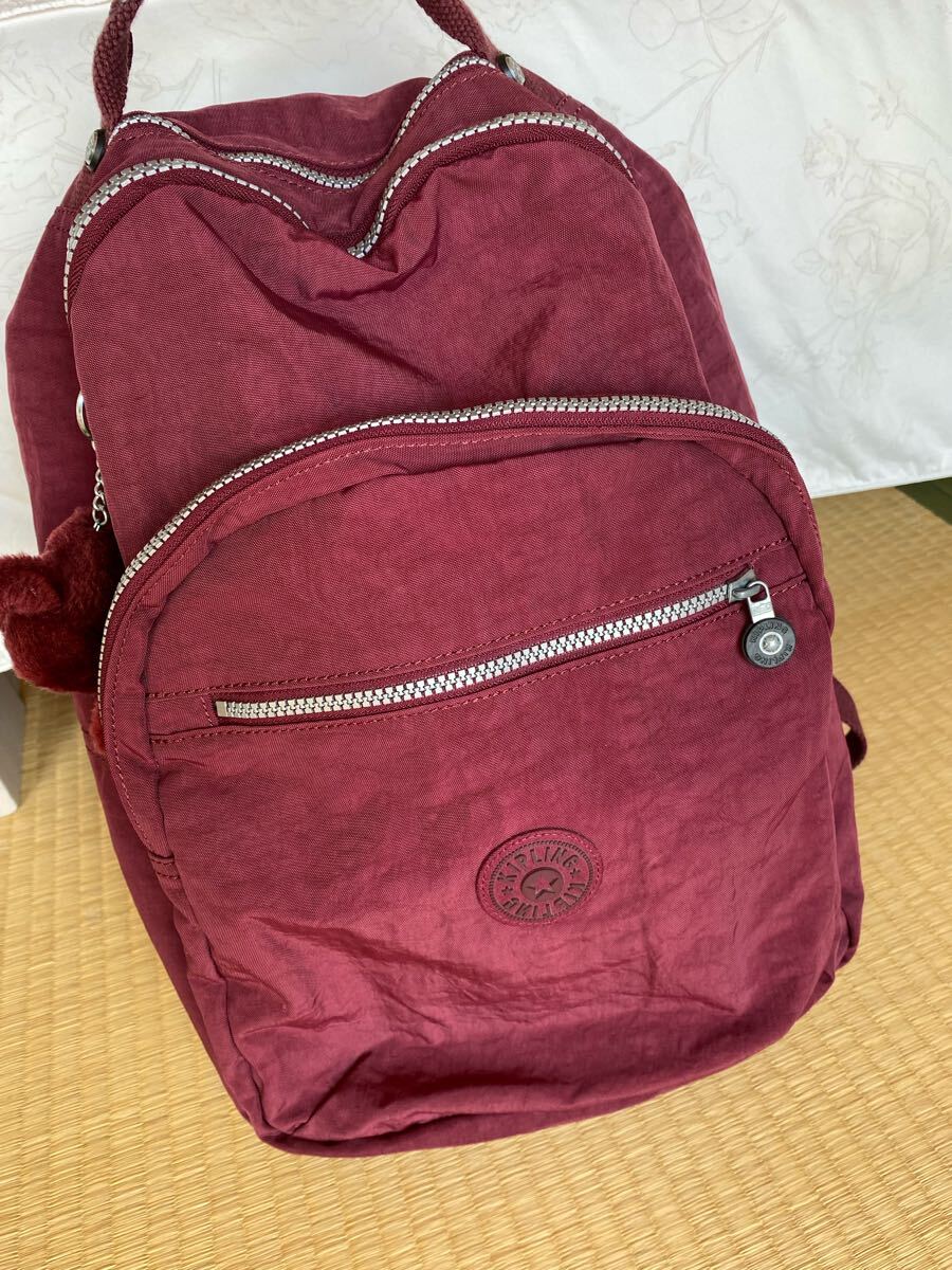 Kipling キプリング バックパック リュックサック ワインレッド系拍卖