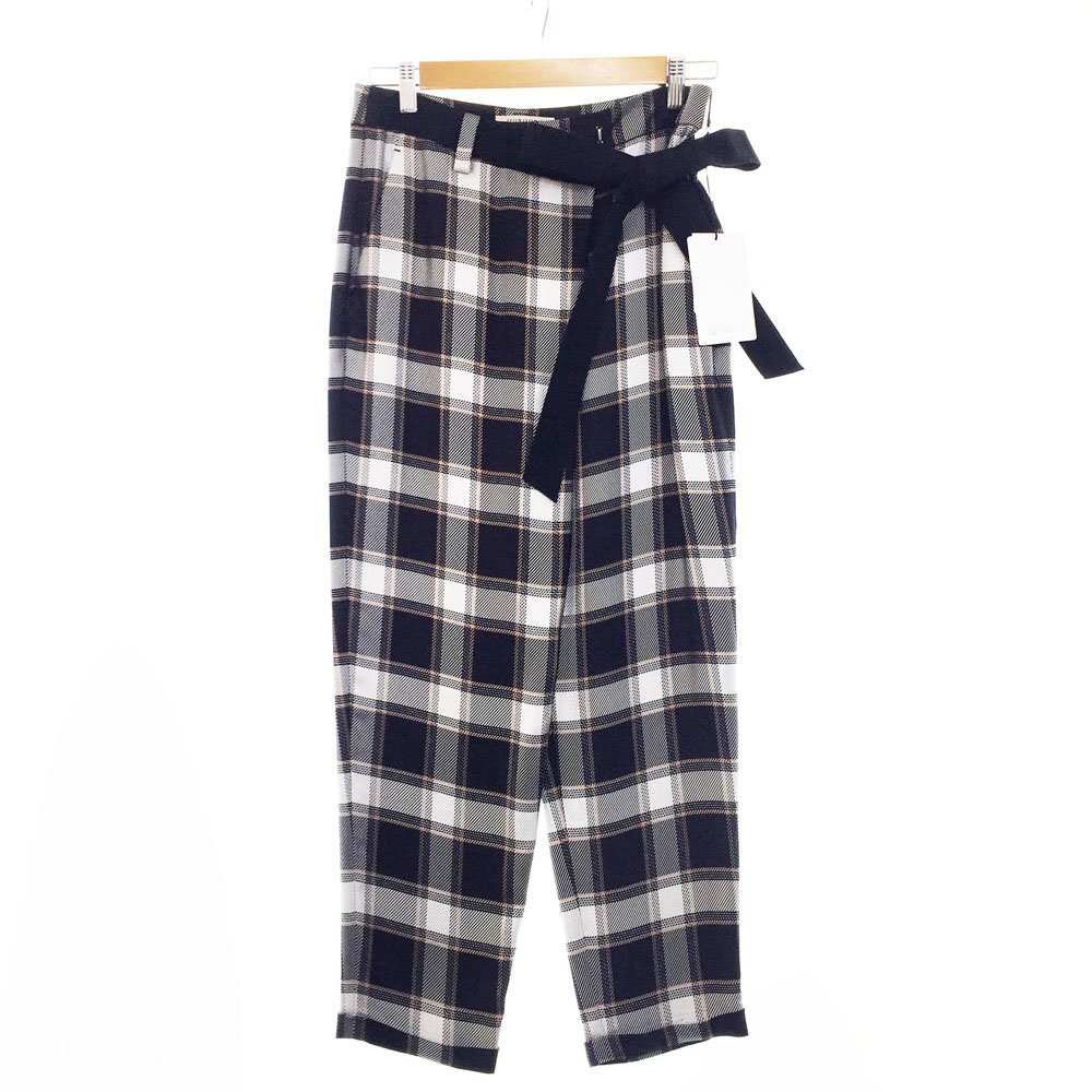 ★未使用 SWINSWING スウィンスウィング【3万8000円】チェックパンツ レディース42 ブラック×シルバー×ブラウン SP210D4 1BA/92631拍卖