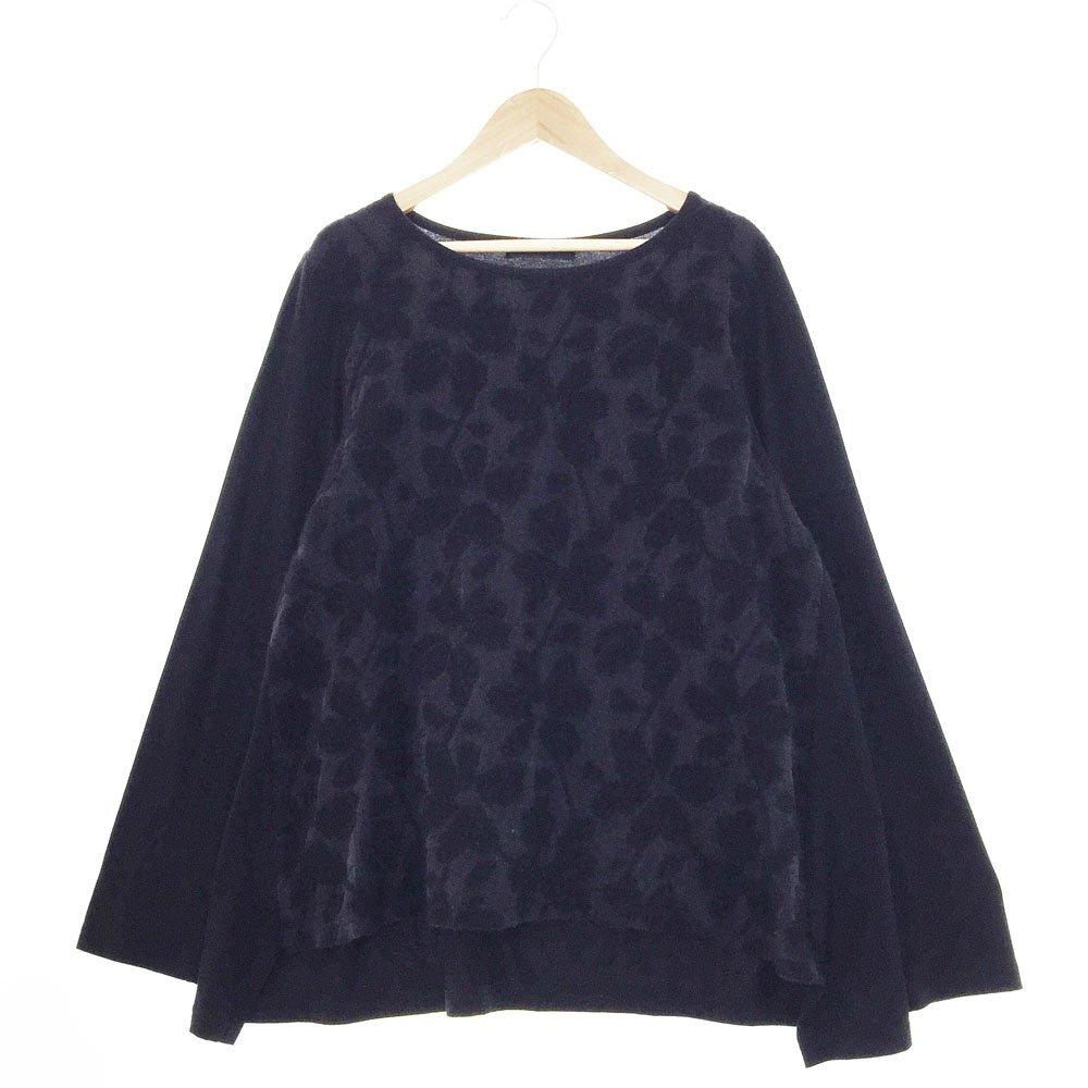 ★CRESCENT クレッシェント 長袖 花柄 フロッキープリント カットソー サイズM レディース ブラック トップス 1850238 1BA/91759拍卖