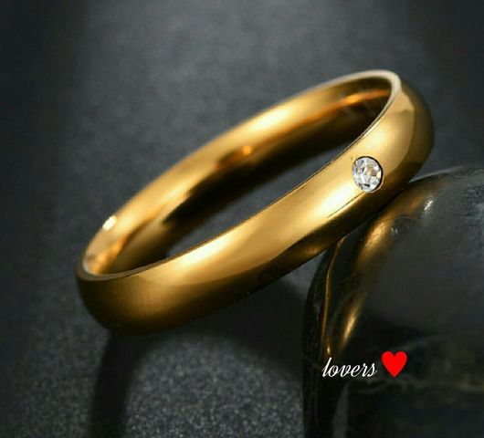 送料無料 17号イエローゴールドワンポイントスーパーCZダイヤサージカルステンレスシンプルリング指輪ガールズボーイズレディースメンズ拍卖