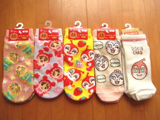 *送料無料*新品*23-25㎝*それいけ!アンパンマン*ソックス5足*メロンパンナ赤ちゃんマンドキンちゃんコキンちゃん*福助*拍卖