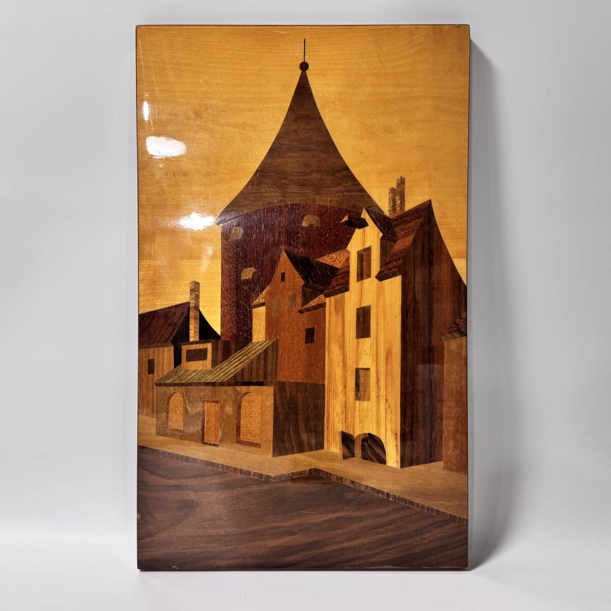 【60933Q】木象嵌 寄木細工 絵画 建物 旧ソ連時代のアート作品 RIGA MADE IN USSR ARTICLES 昭和レトロ ヴィンテージ 経年保管品 現状品拍卖