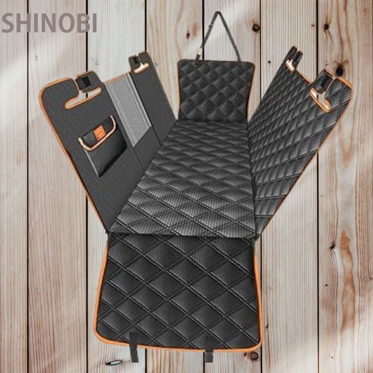 飛び出し防止リード付き ペット用 ドライブシート 毛が付きにくい 車用シートカバー 後部座席 汚れ防止 防水 マジックテープ固定拍卖