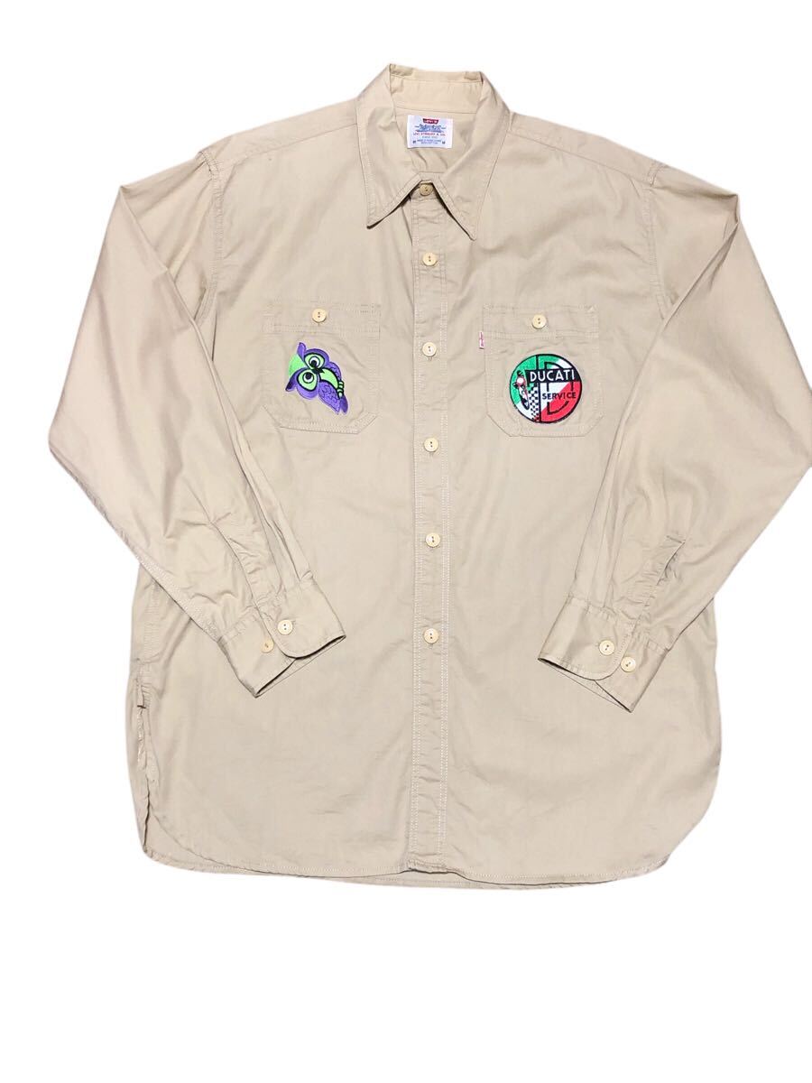 リーバイス 長袖シャツ ワークシャツ Mサイズ ベージュ拍卖