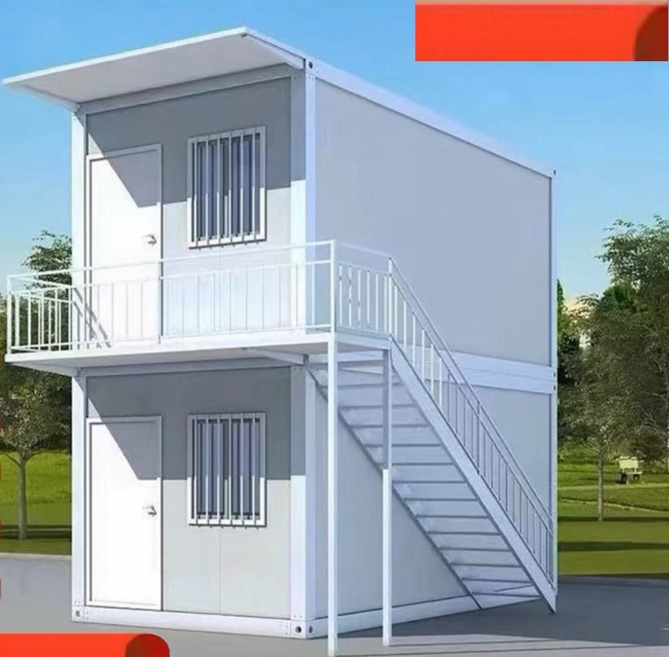 訳アリ コンテナタイプ プレハブ スーパーハウス 自由組立式3m×6m×2.8m 2棟分 梯子、屋根、ベランダ 梯子、ひさし、ベランダ付拍卖