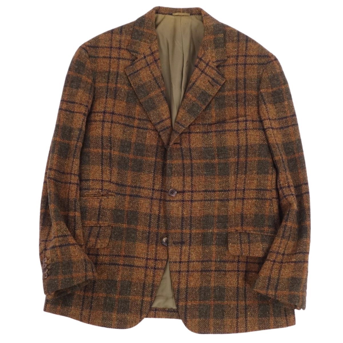 Vintage エルメス HERMES ジャケット テーラード チェック ウール ツイード アウター メンズ 50(M相当) ブラウン ce01mn-rm08e28594拍卖